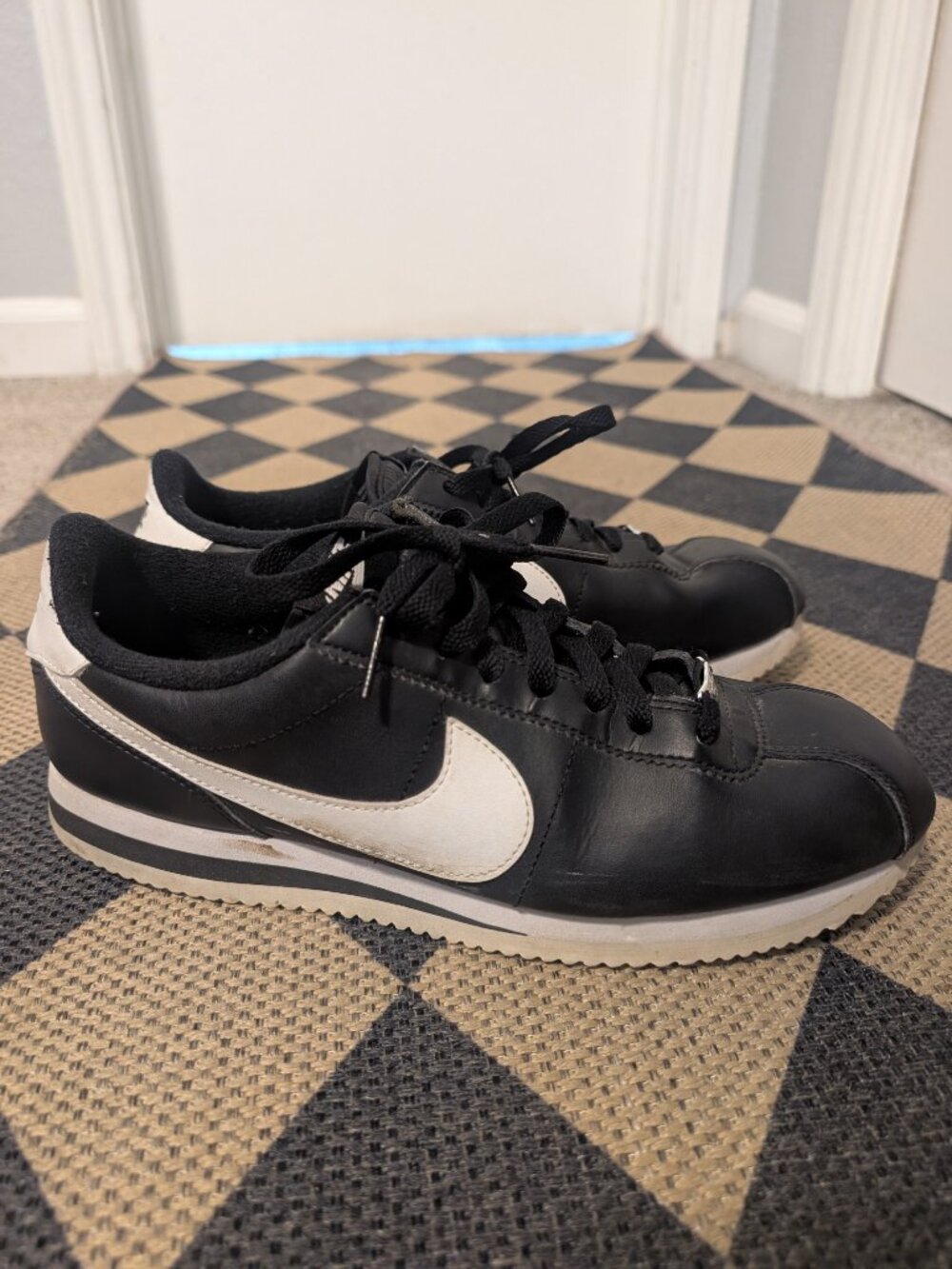 Black and White Nike Cortez, Men's Size 9.5